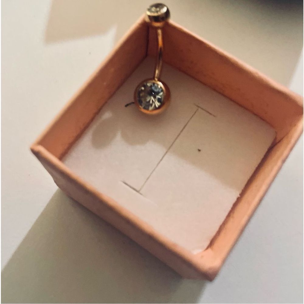 GOLD SAPPHIRE BELLY RING - Picture 2 of 5